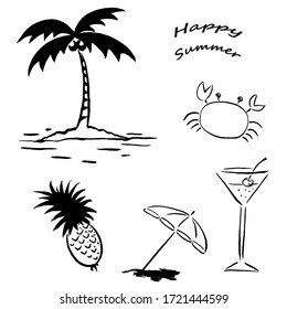 Line drawing of summer elements