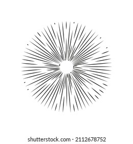 Dibujar rayos solares en un estilo vintage.El sol raya a mano, dibujo lineal.