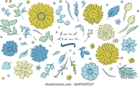Line drawing sunflower frame. Summer sunflower background. Summer frame with sunflowers and plants.