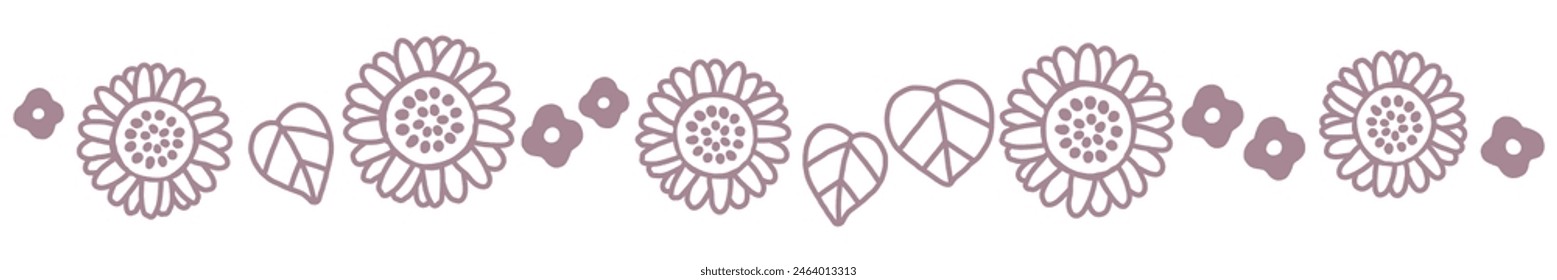 Line drawing sunflower vector illustration line