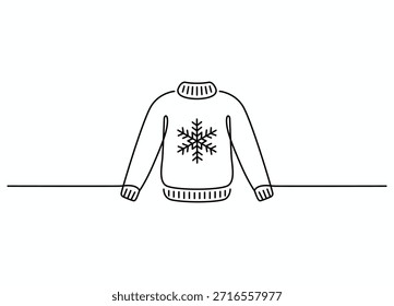 Dibujo de línea de un suéter con un copo de nieve en él