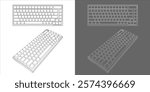 Line Drawing and Technical Design of Compact Mechanical Keyboard vector. isolated on white background