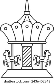 Linie Zeichnung Theme Park bezogene Einzelelement Illustration Icon Set Karussell