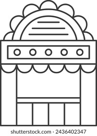 Line drawing theme park related single item illustration icon set purchasing counter