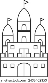 Line drawing theme park related single item illustration icon set castle