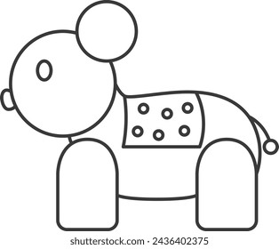 Line drawing theme park related single item illustration icon set animal car