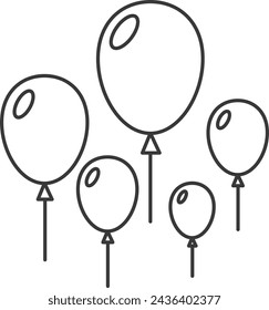 Línea de dibujo de parque temático relacionado con un solo elemento ilustración icono conjunto globo