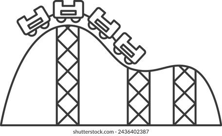 Línea de dibujo de parque temático relacionado de un solo elemento ilustración conjunto de iconos montaña rusa