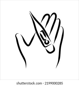 Dibujo de línea de 
herramienta termómetro