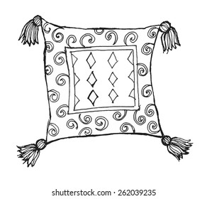 Line drawing of throw pillow