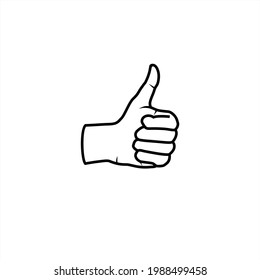 Line Drawing of Thumbs Up Symbol, Beautiful Thumbs Up Illustration.