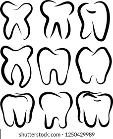 Line drawing of tooth set