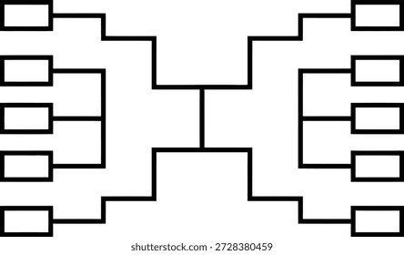 A line drawing of a tournament bracket for competition visualization