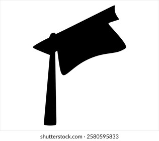 Line drawing of a traditional student headdress worn at graduation ceremonies and other academic events. It is square in shape with a tassel. Drawn without artificial intelligence