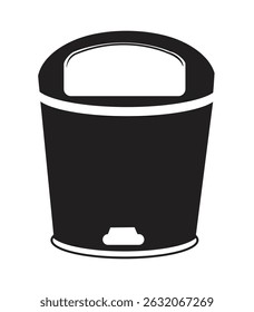 Line drawing of a trash bin with a rounded shape and top handle design