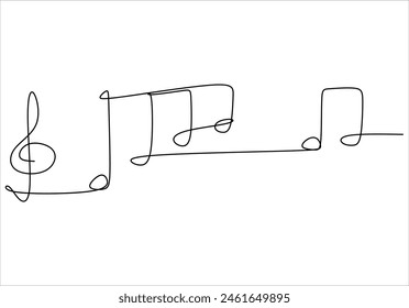 Line drawing of a treble clef with notes. Drawn without artificial intelligence