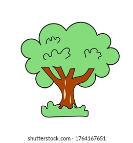 árbol de dibujo de línea sobre fondo blanco