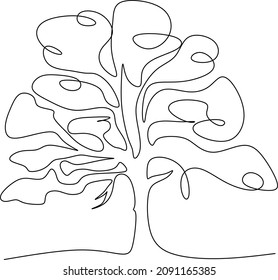 Line drawing of a tree, vector illustration-continuous line drawing