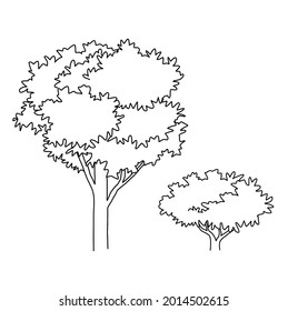line drawing tree white background vector.