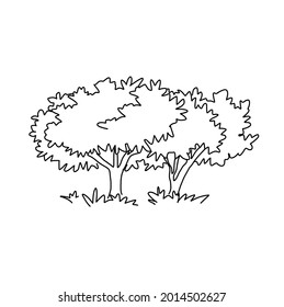 vector de fondo blanco del árbol de dibujo de línea.