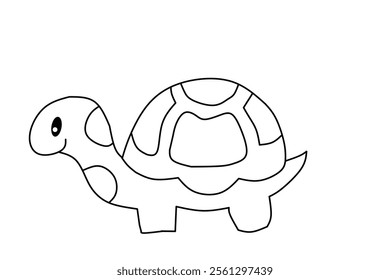 line drawing of turtle isolated on white background. Turtle sketch vector illustration.