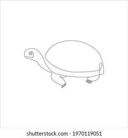 Line drawing turtle tattoo. isolated Vector Illustration. Free single line drawing of turtle. Outline drawing of turtle one line hand drawing continuous art print. Minimalistic One Line turtle icon