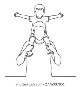 Line drawing of two children engaged in a piggyback ride with one child lifting the other joyfully isolated on transparent background