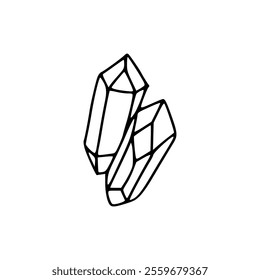 A line drawing of two crystals
