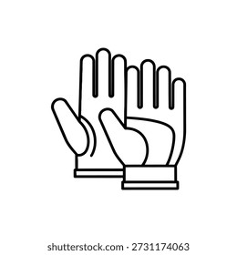 Dibujo de línea de dos guantes uno encima del otro