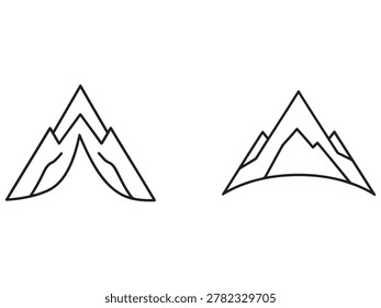 Line drawing of two mountain ranges with multiple peaks and slopes illustration of mountains simple mountain icon