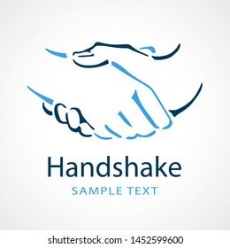 Dibujo en línea de dos personas que dan la mano para usarla como logo de la empresa