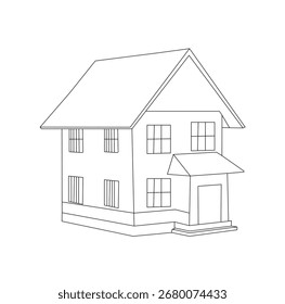 Desenho de linha de uma casa de dois andares.