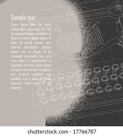 line drawing of a typewriter - space for text- background
