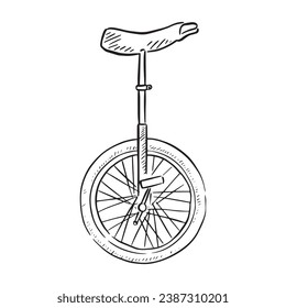 A line drawing of a unicycle. Created by hand on procreate taking inspiration from circus acrobats.