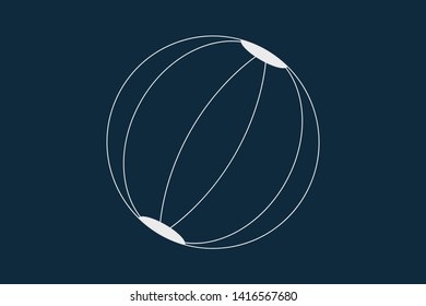 Line drawing vector of a beach ball on blue