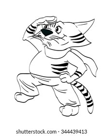 Line drawing vector cat illustration