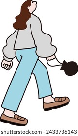 Line drawing vector of a fashionable woman
