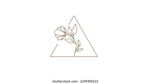 Line Drawing Vector Flowers Print  Botanical Poster. Modern Single Line Art vector illustration 