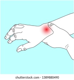 Line Drawing Vector Hand Symptom Pain Stock Vector (Royalty Free ...