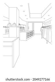 Dibujo de línea de ilustración vectorial de la boutique.