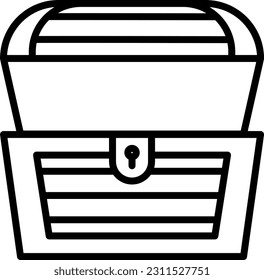 Line drawing vector illustration of an empty chest. Treasure chest.