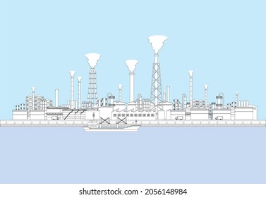 Line drawing vector illustration of the Factory area.