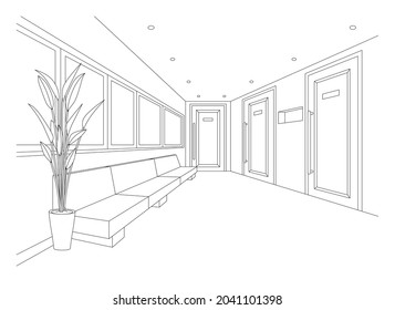 Line drawing vector illustration of the hospital.