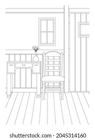 Line drawing vector illustration of the Interior.