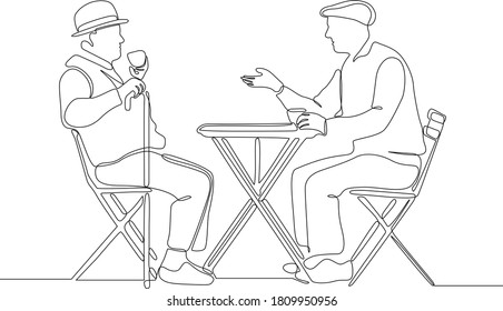 Dibujo en línea de ilustración vectorial ilustración del hombre y la mujer sentados