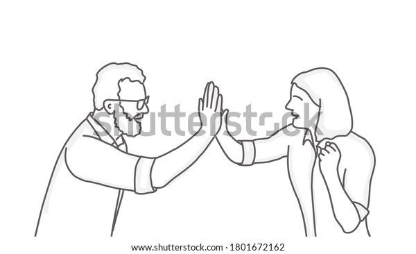 Line Drawing Vector Illustration Man Woman Stock Vector (Royalty Free ...