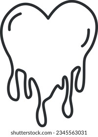 Line drawing vector illustration of a melting heart. Simple drawing for coloring.