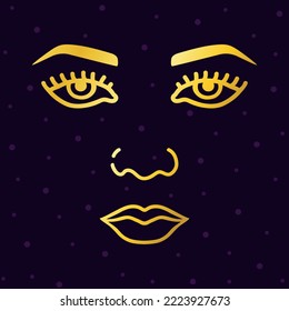 Dibujo de línea. Ilustración vectorial. Retrato de estilo minimalista. Bastante cara de chica dorada. Atractiva idea de belleza femenina retratada por mujeres jóvenes.