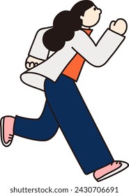 Line drawing vector of a running woman