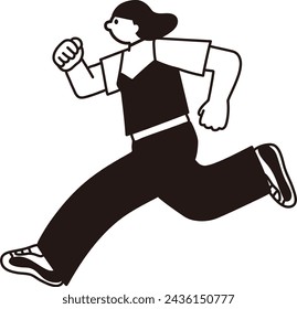 Line drawing vector of a running woman